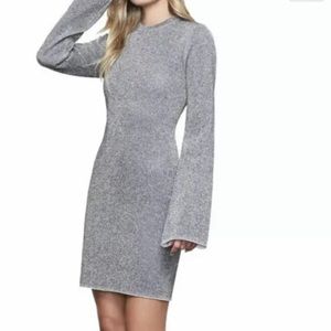 Good American Womens Gray Sparkle Mini Bell Sleeves Bodycon Dress Size 1